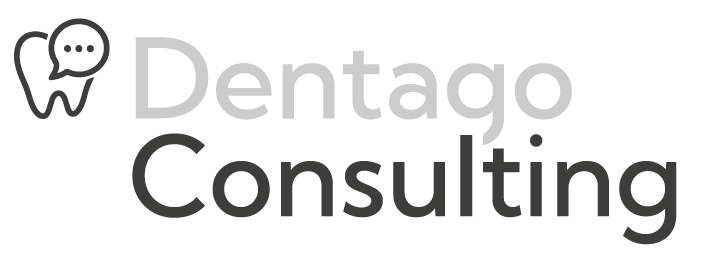 Logo von Dentago Consulting mit Zahnikone und Sprechblase.
