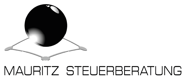 Logo von Mauritz Steuerberatung: Schwarze Kugel auf Ständer, darunter Firmenname in Großbuchstaben.